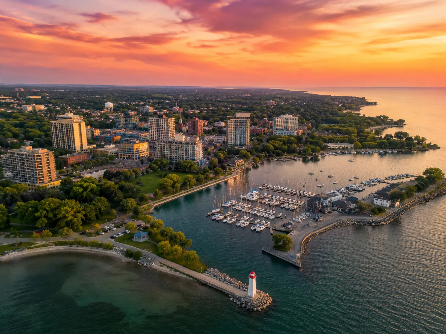 Oakville, Ontario waterfront skyline view